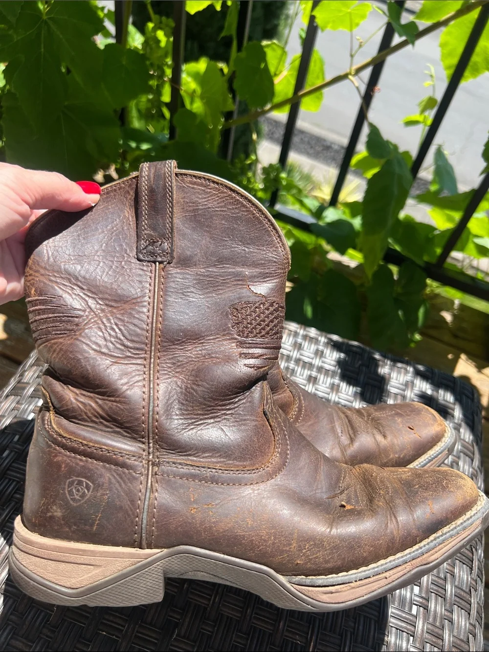 Ariat Brown Leather Cowboy Ankle Boots